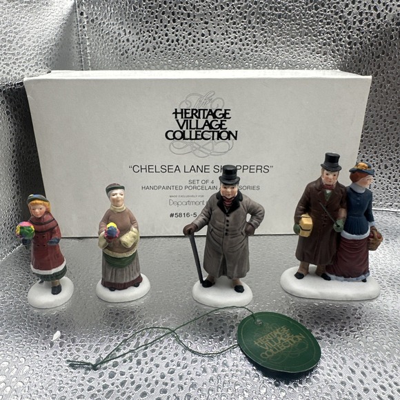 Department 56 Other - Dept 56 Heritage Village Collection Chelsea Lane Shoppers Set Of Four Retired